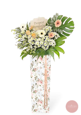 Condolence (III): Gerbera, Roses, Mum, Orchids Flower Stand