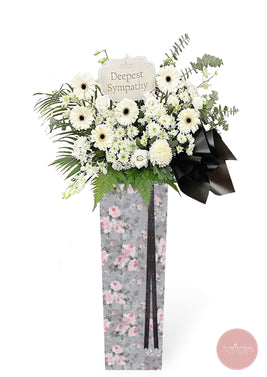 Condolence (II):  Gerbera, Mum, Eustoma, Orchid Flower Stand 