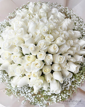 99 White Roses - FloristiqueSG