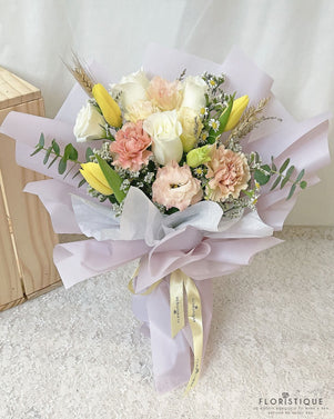 Evangeline Bouquet - Roses And Carnations From Singapore Florist Floristique