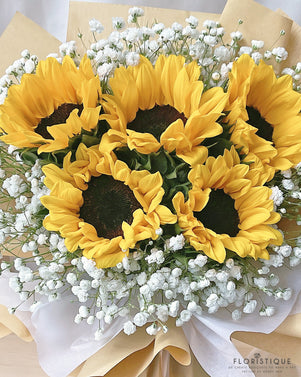 Breezy Bouquet - Sunflowers And Baby's Breath From Singapore Florist Floristique