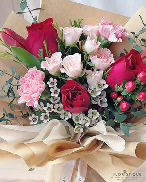 Bebe Bouquet - Roses, Tulip, Carnations And Spray Roses From Singapore Florist Floristique