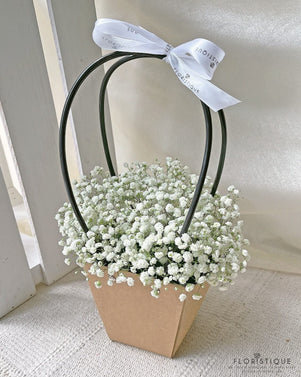 Lainey Flower Basket - Baby's Breath Arranged By Florist In Singapore, Floristique