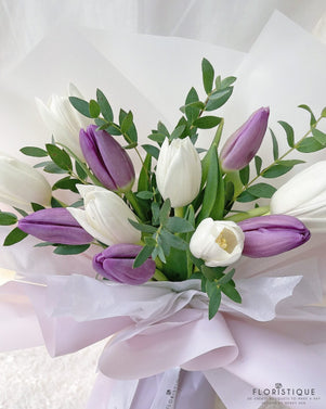 Amelia Bouquet - Tulips And Parvifolia For Flower Delivery In Singapore