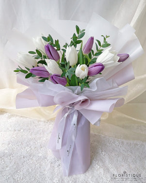 Amelia Bouquet - Tulips And Parvifolia For Flower Delivery In Singapore