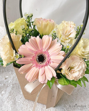Memories Flower Basket - Gerbera And Eustoma Arranged By Florist In Singapore, Floristique
