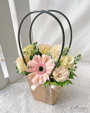Memories Flower Basket - Gerbera And Eustoma Arranged By Florist In Singapore, Floristique