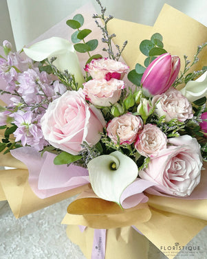Erina Bouquet - Roses, Spray Roses, Tulip,  And Matthiola From Singapore Florist Floristique