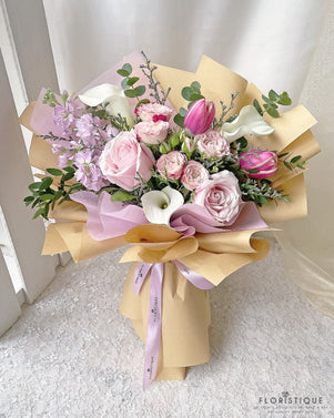 Erina Bouquet - Roses, Spray Roses, Tulip,  And Matthiola From Singapore Florist Floristique