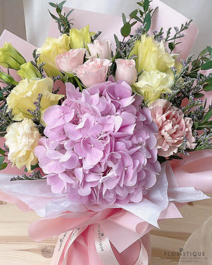 Elva Bouquet - Hydrangea, Eustoma, And Spray Roses From Singapore Florist Floristique
