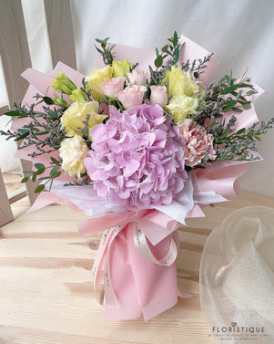 Elva Bouquet - Hydrangea, Eustoma, And Spray Roses From Singapore Florist Floristique