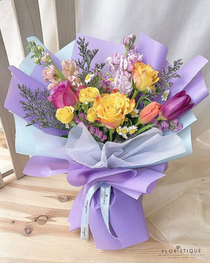 Billyn Bouquet - Roses, Spray Roses, And Tulip From Singapore Florist Floristique