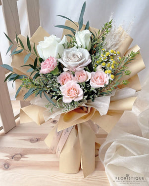Cottage Bouquet - Roses. Carnation, Rose Spray, And Daisy Comes With Flower Delivery Singapore Service